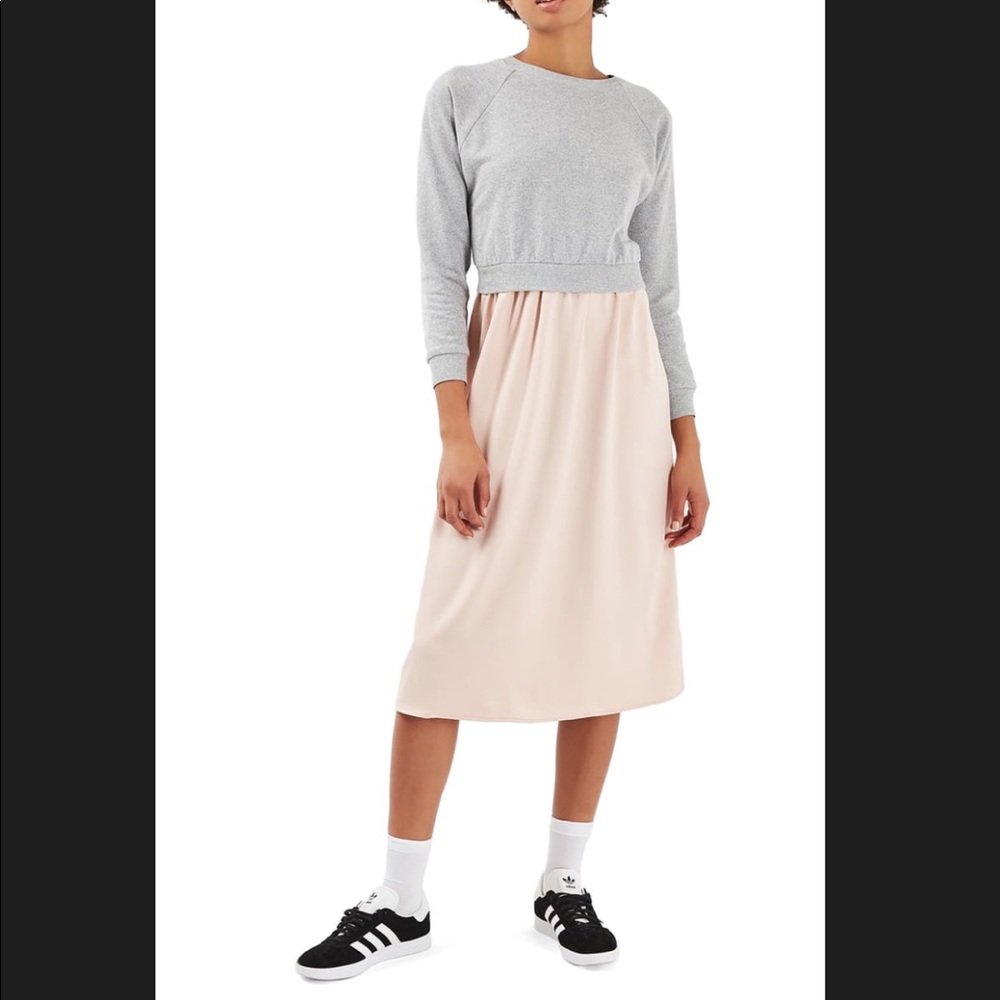 TOPSHOP Sweater Top Crepe Skirt Dress